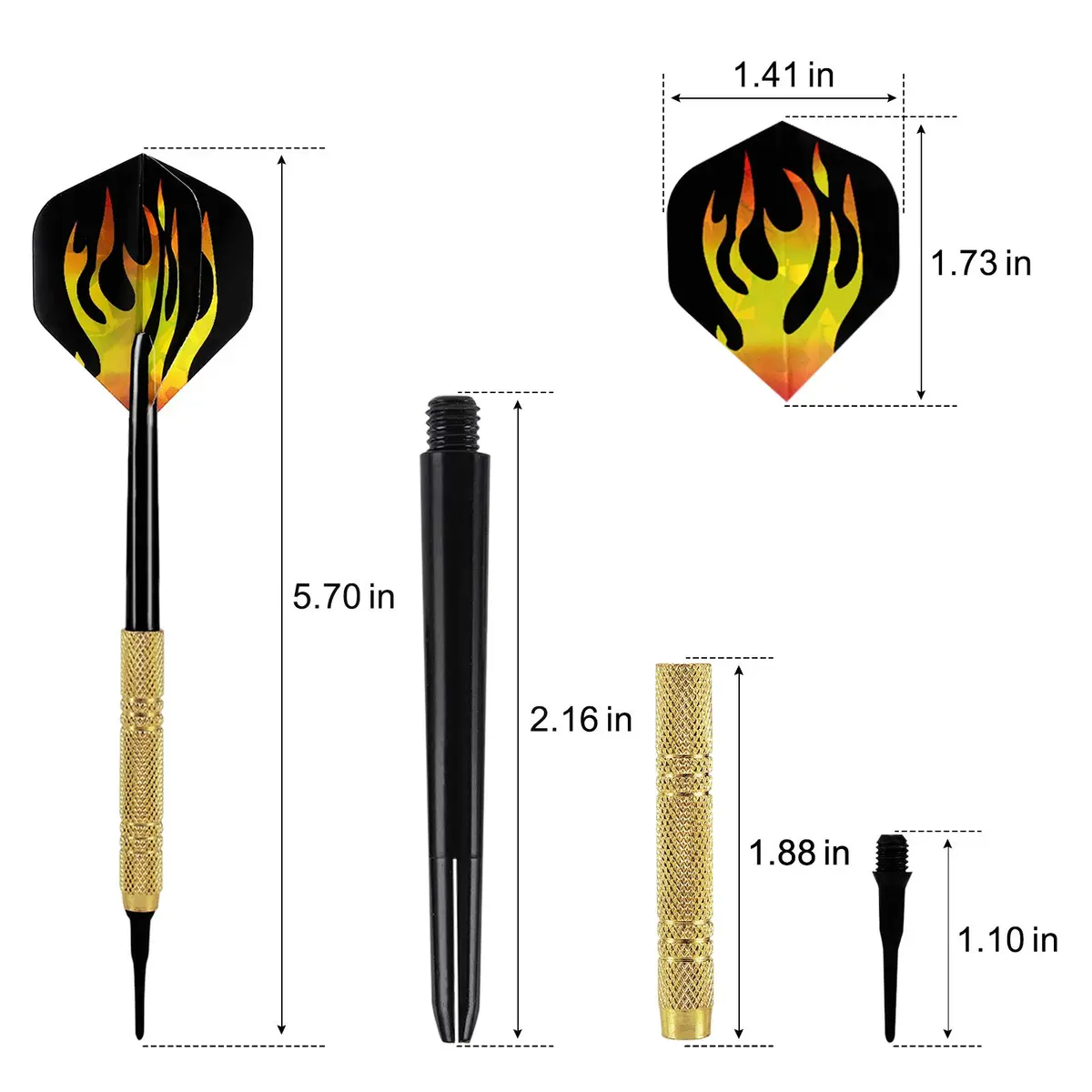 Accmor Soft Tip Darts Set 14g | 12 Pcs + Extra Tips for Electronic & Plastic Dartboards - view 7