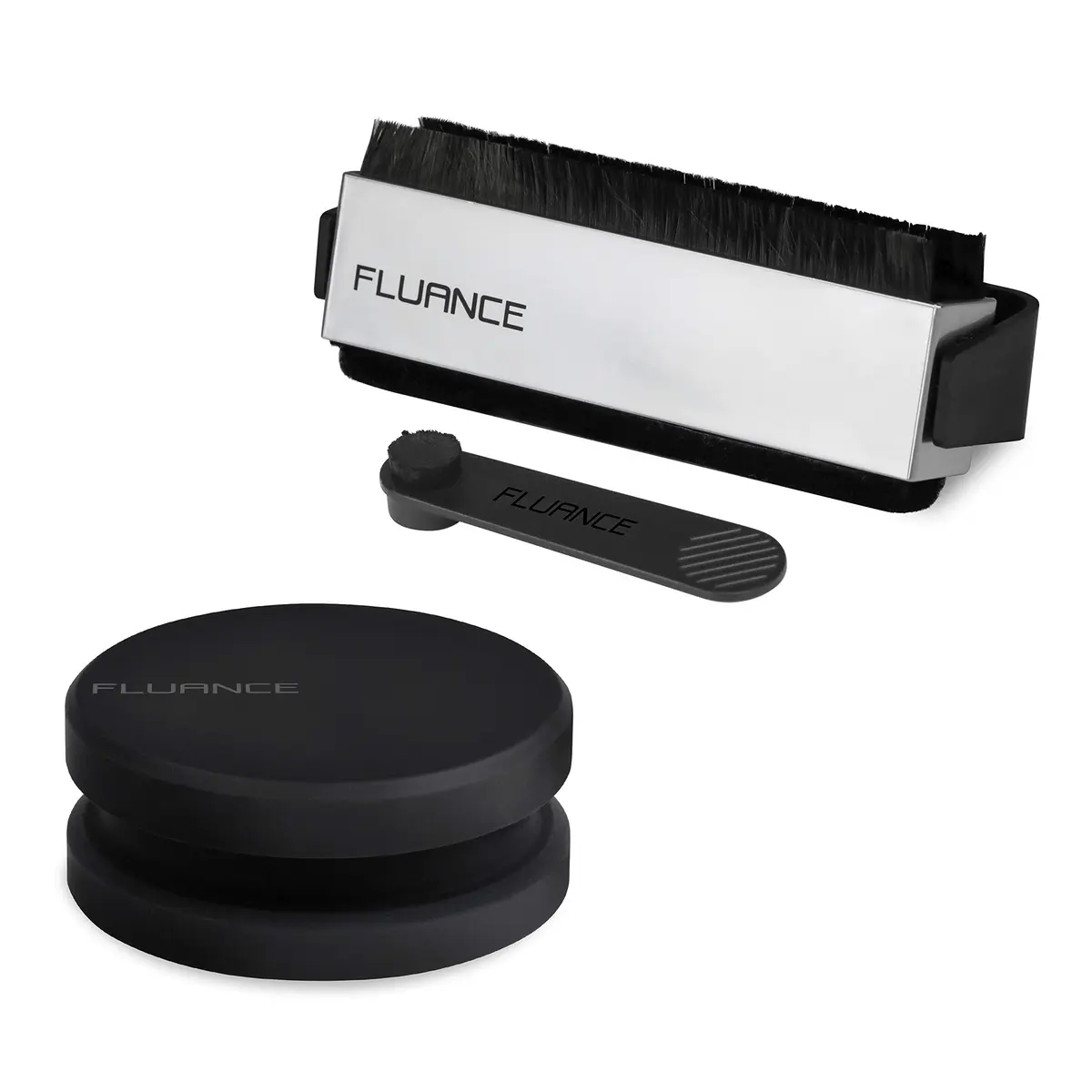 Fluance Vinyl Record Accessory Kit with Record & Stylus Anti-Static Brushes and 760g Record Weight | Complete Turntable Care - main product image