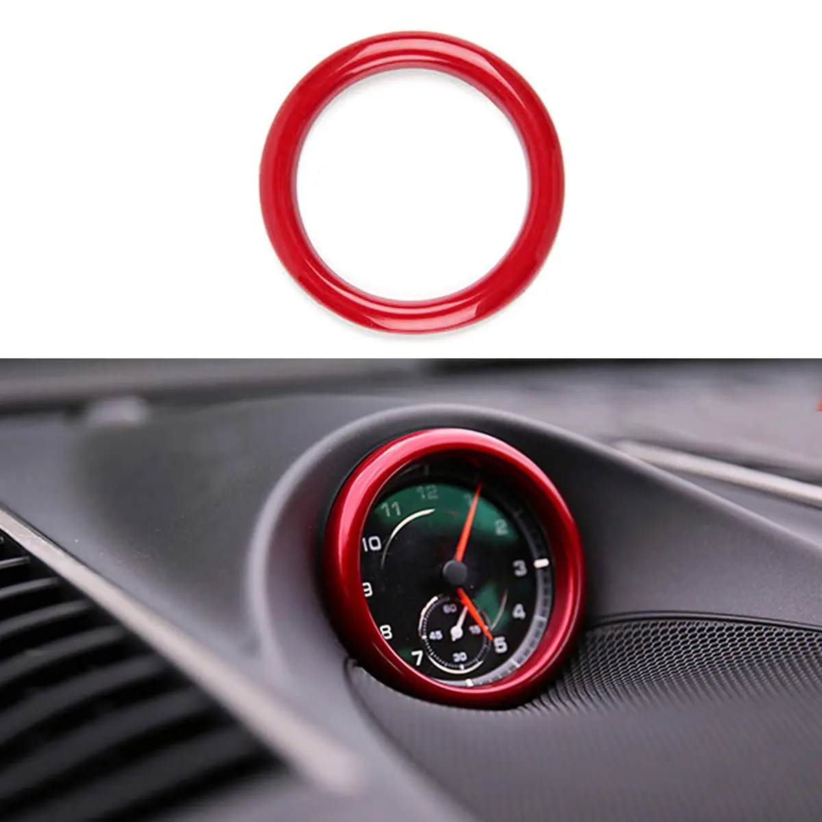 Asrnten Aluminum Ring Emblem Sticker for Porsche 911 718 Cayenne Macan Panamera, Red | Stylish Car Interior Accessory - main product image