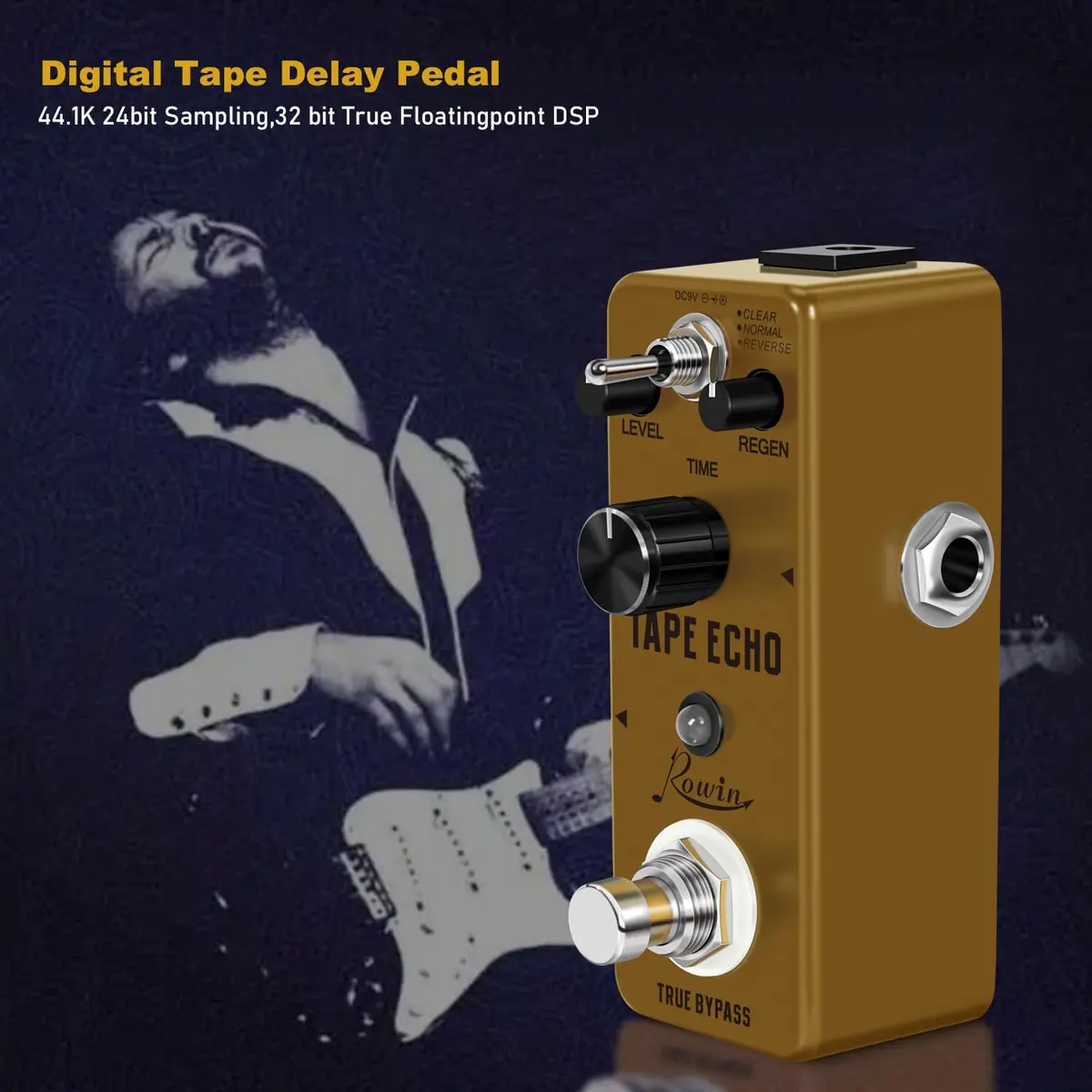 Rowin LEF-3809 Tape Echo Delay Digital Guitar Effect Pedal with 3 Tones, 9V DC - view 2