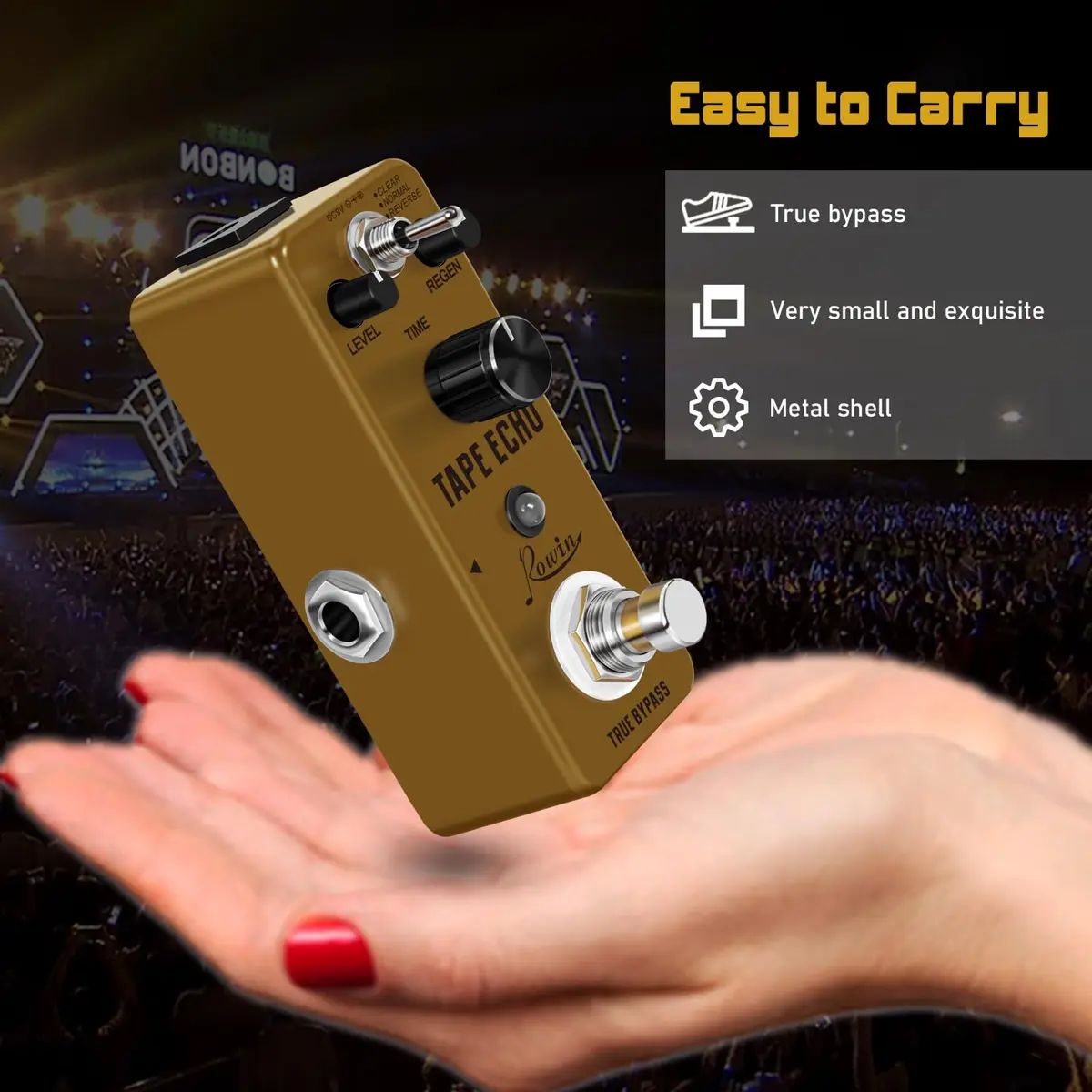 Rowin LEF-3809 Tape Echo Delay Digital Guitar Effect Pedal with 3 Tones, 9V DC - view 4