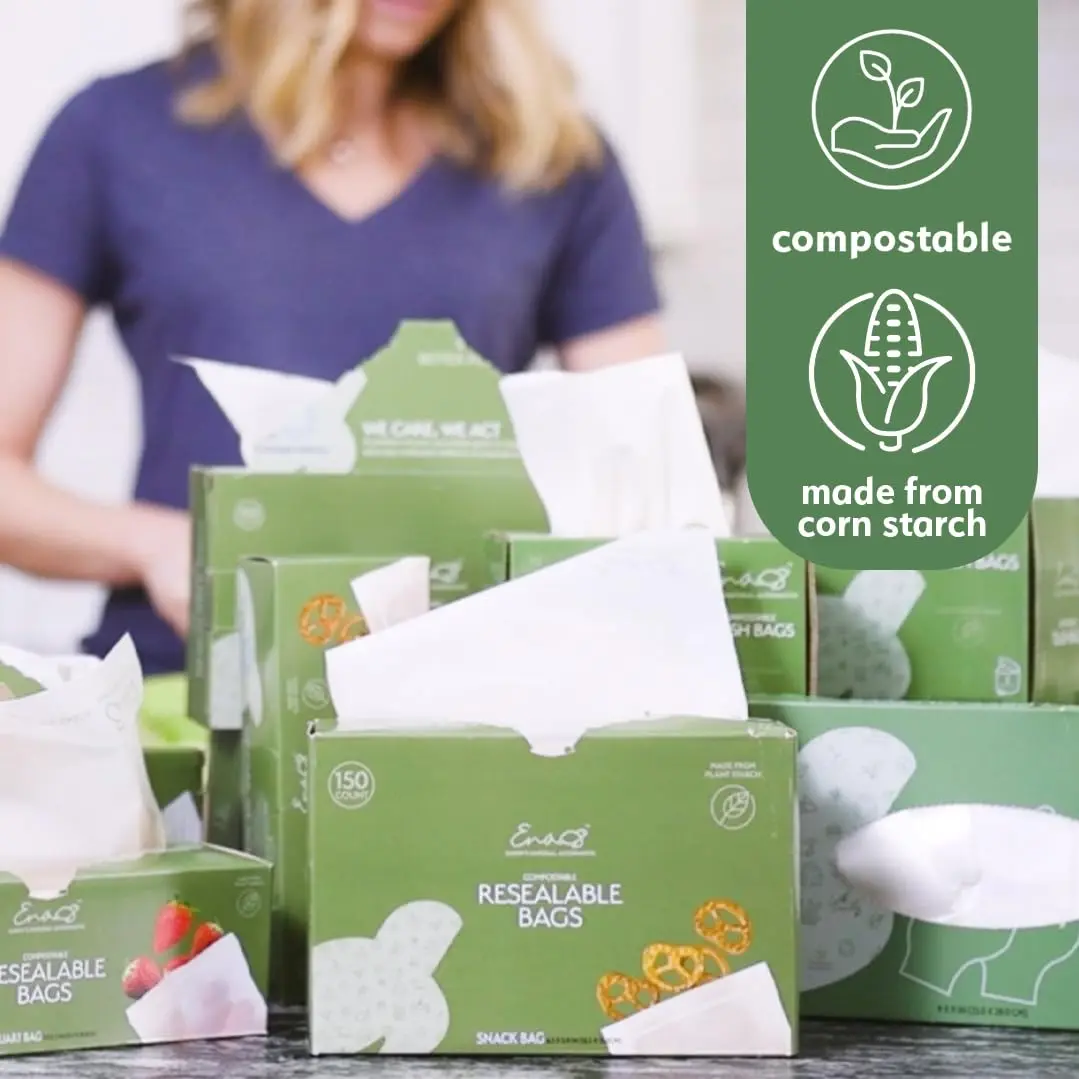 Earth's Natural Alternative Compostable Food Storage Bags Sandwich Size 150 Pack | Plant-Based & BPI Certified - view 4