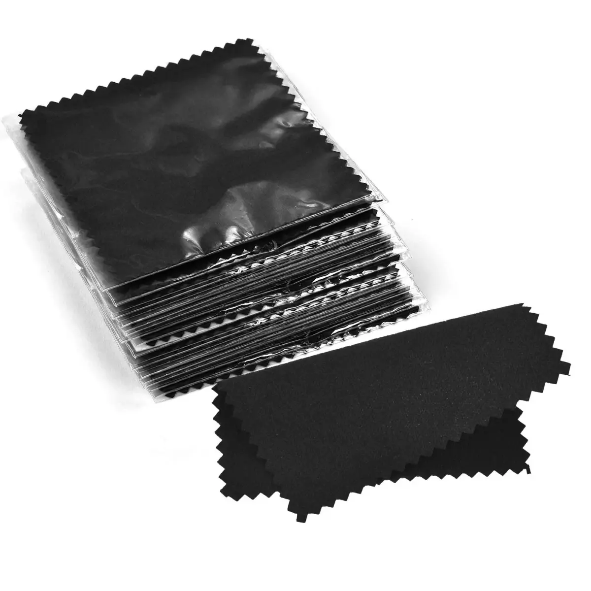 SEVENWELL 50pcs Black Jewelry Cleaning Cloths 8cm x 8cm | Polishes Sterling Silver, Gold, Platinum - main product image