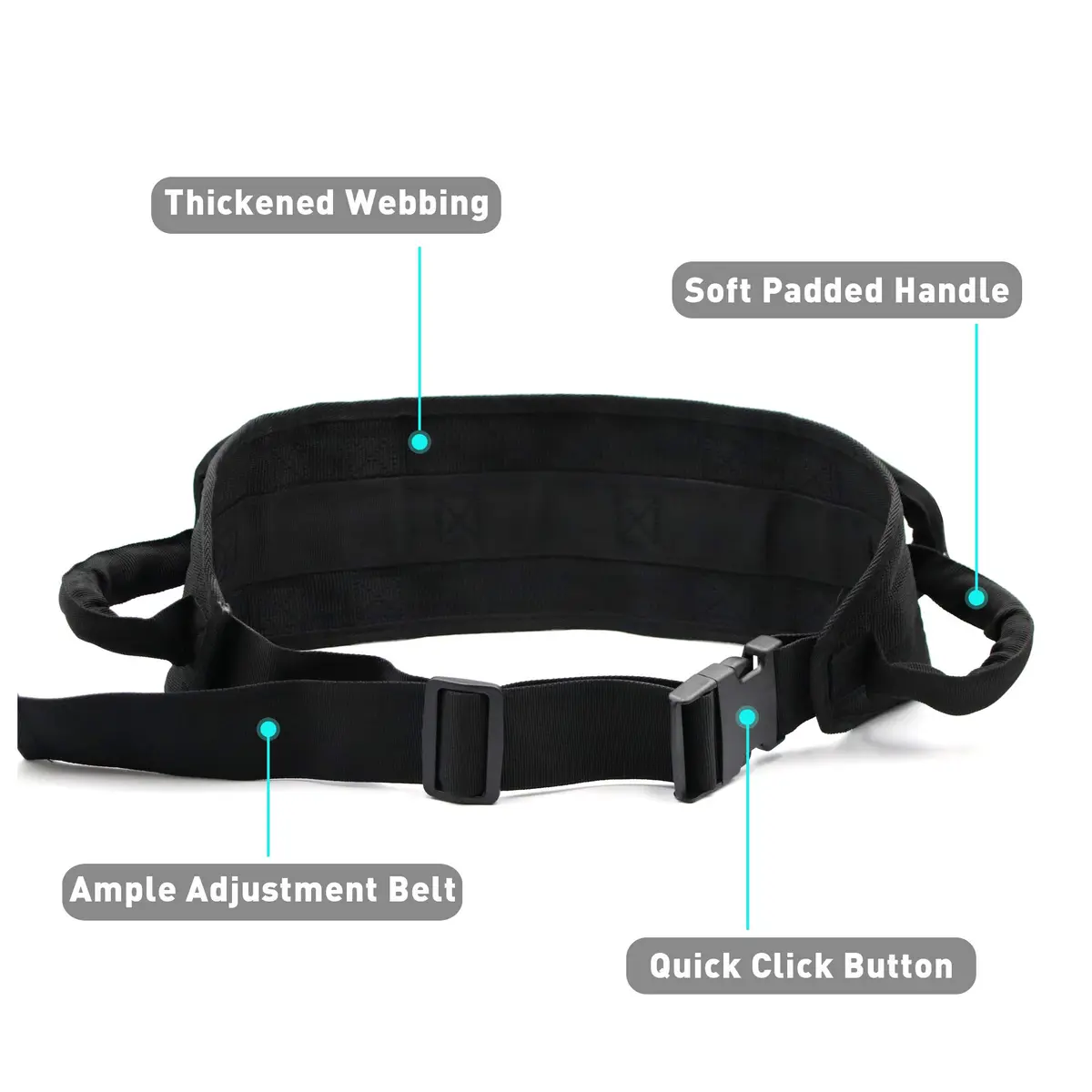 BRMDT Gait Belt with 7 Padded Handles & 5.4" Wide Nylon Webbing, Adjustable 31.5-54in (250lbs Capacity) | Medical Patient Mobility Aid - view 2