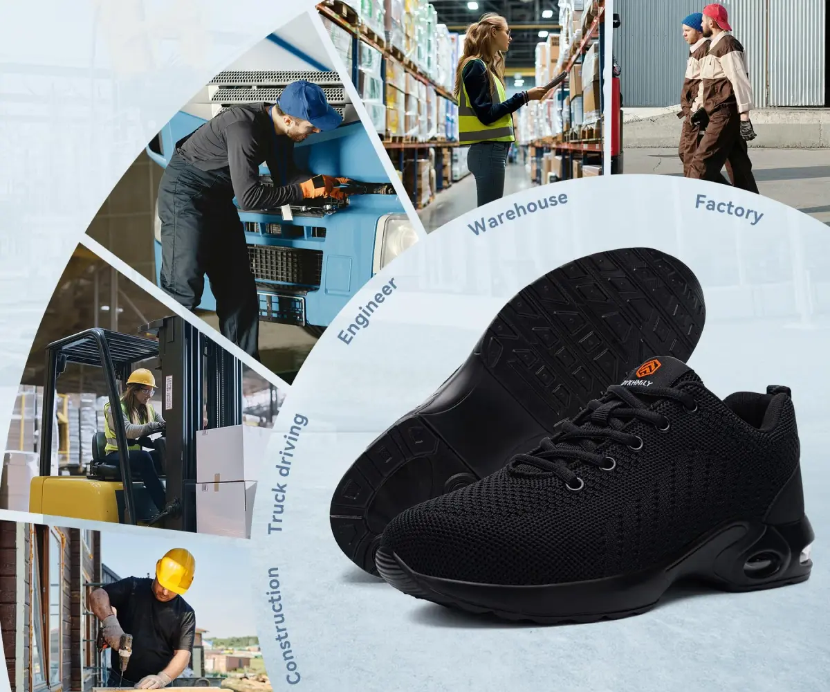 DYKHMILY Steel Toe Work Shoes for Men & Women | 0.8 kg (1.76 lb) | Black - view 6