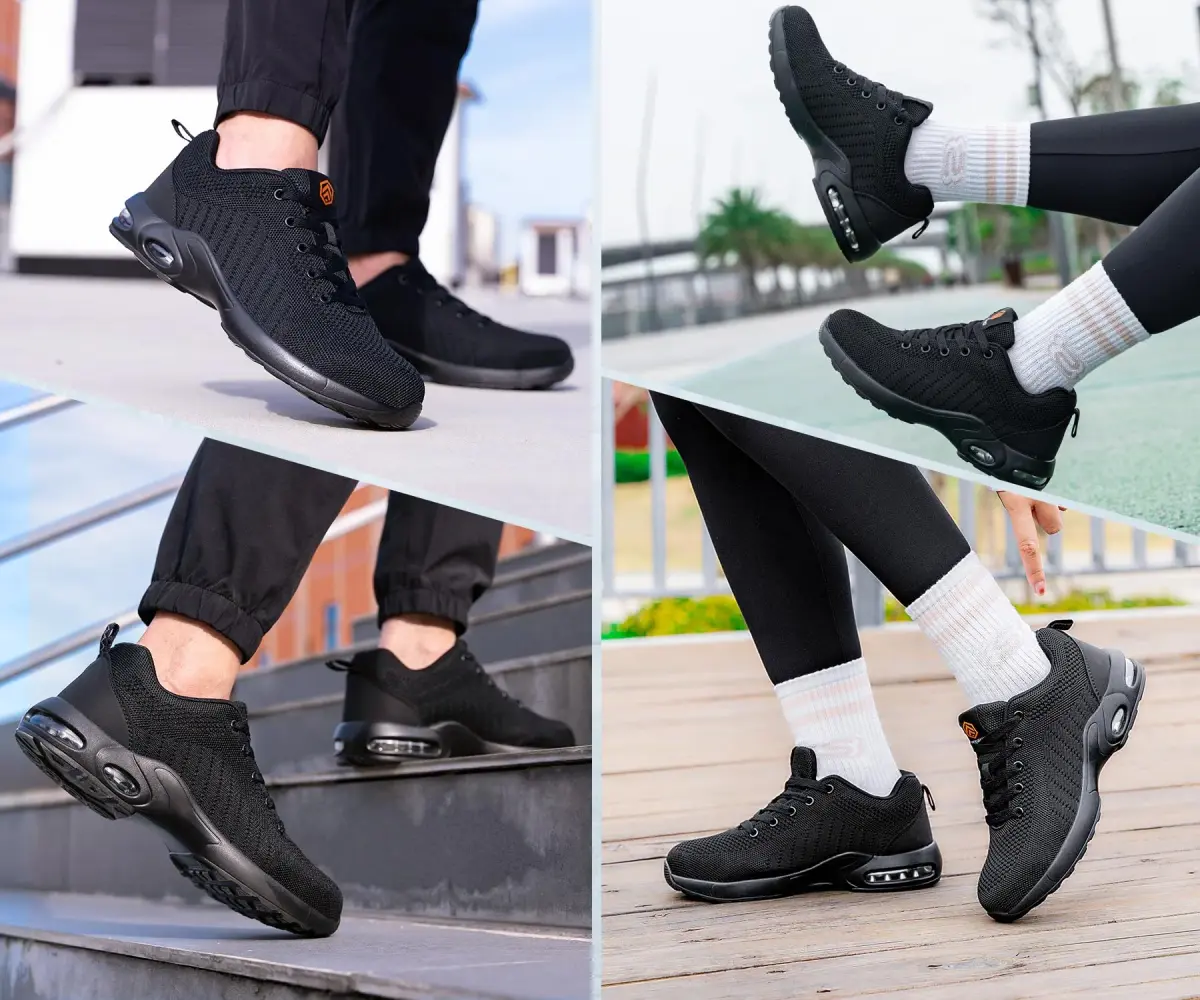 DYKHMILY Steel Toe Work Shoes for Men & Women | 0.8 kg (1.76 lb) | Black - view 2