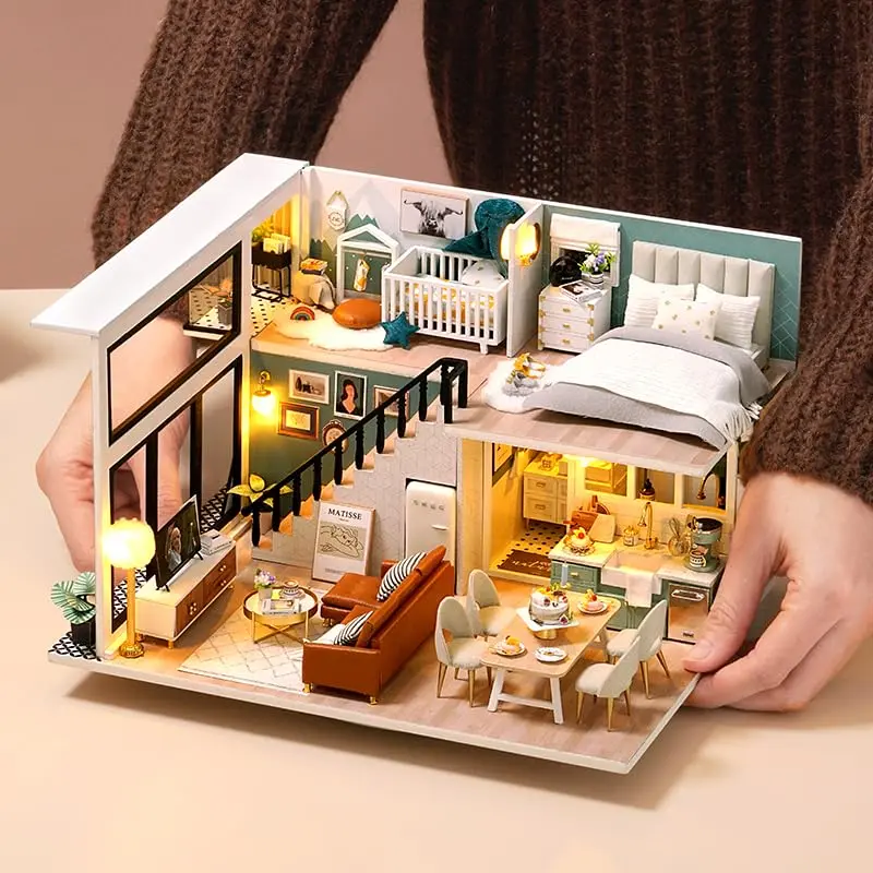Flever DIY Dollhouse Miniature Kit Creative Room with Loft Apartment Scene, 24cm (9.6in) | For Ages 14+ - view 5