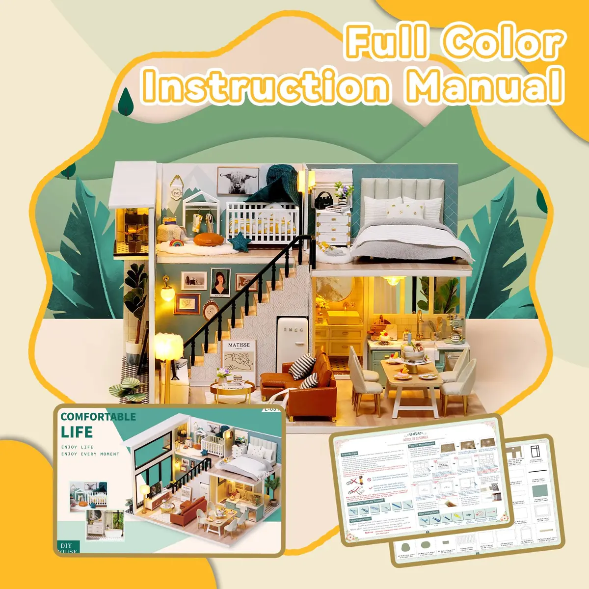 Flever DIY Dollhouse Miniature Kit Creative Room with Loft Apartment Scene, 24cm (9.6in) | For Ages 14+ - view 8