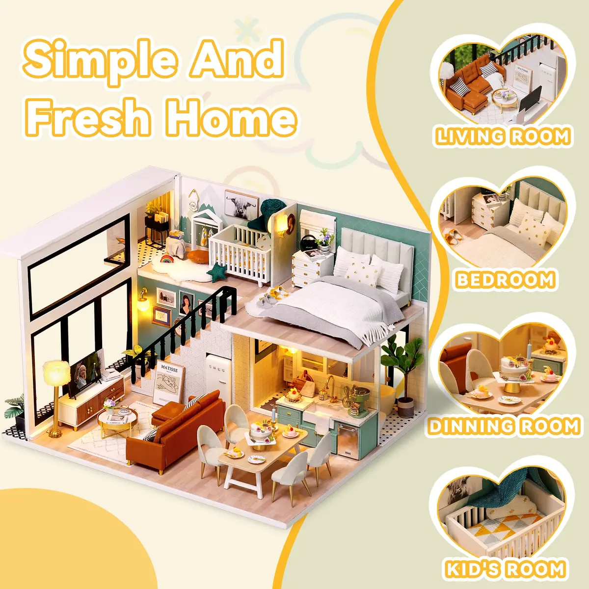Flever DIY Dollhouse Miniature Kit Creative Room with Loft Apartment Scene, 24cm (9.6in) | For Ages 14+ - view 3