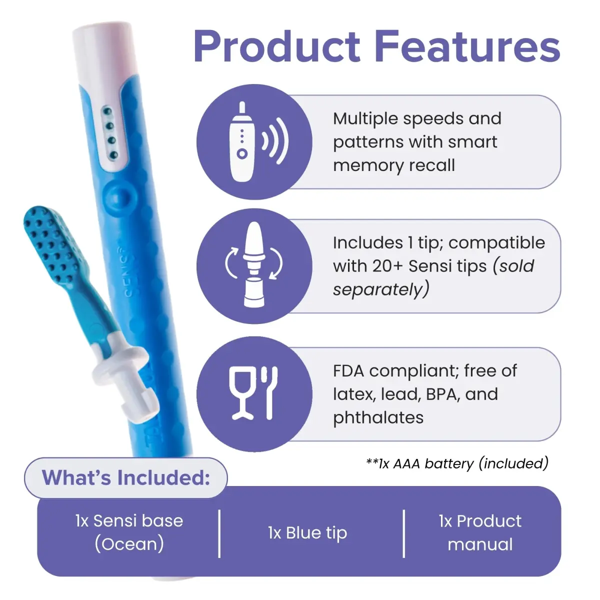 TalkTools Sensi Sensory Therapy Tool Ocean Blue | Speech & Feeding Aid for Autism, ADHD - view 3