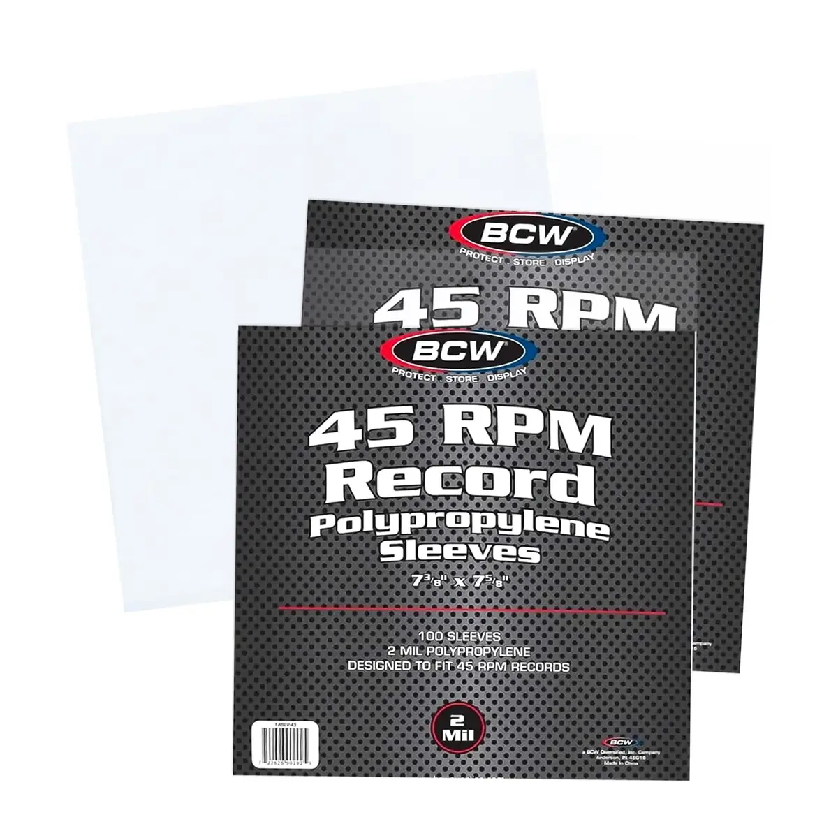 BCW 45 RPM Vinyl Record Sleeves, 2 Mil Polypropylene, Clear, 200 Count | Protects 7-Inch Records in Original Jackets - main product image