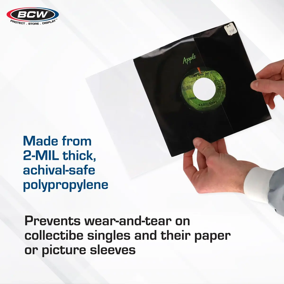 BCW 45 RPM Vinyl Record Sleeves, 2 Mil Polypropylene, Clear, 200 Count | Protects 7-Inch Records in Original Jackets - view 4