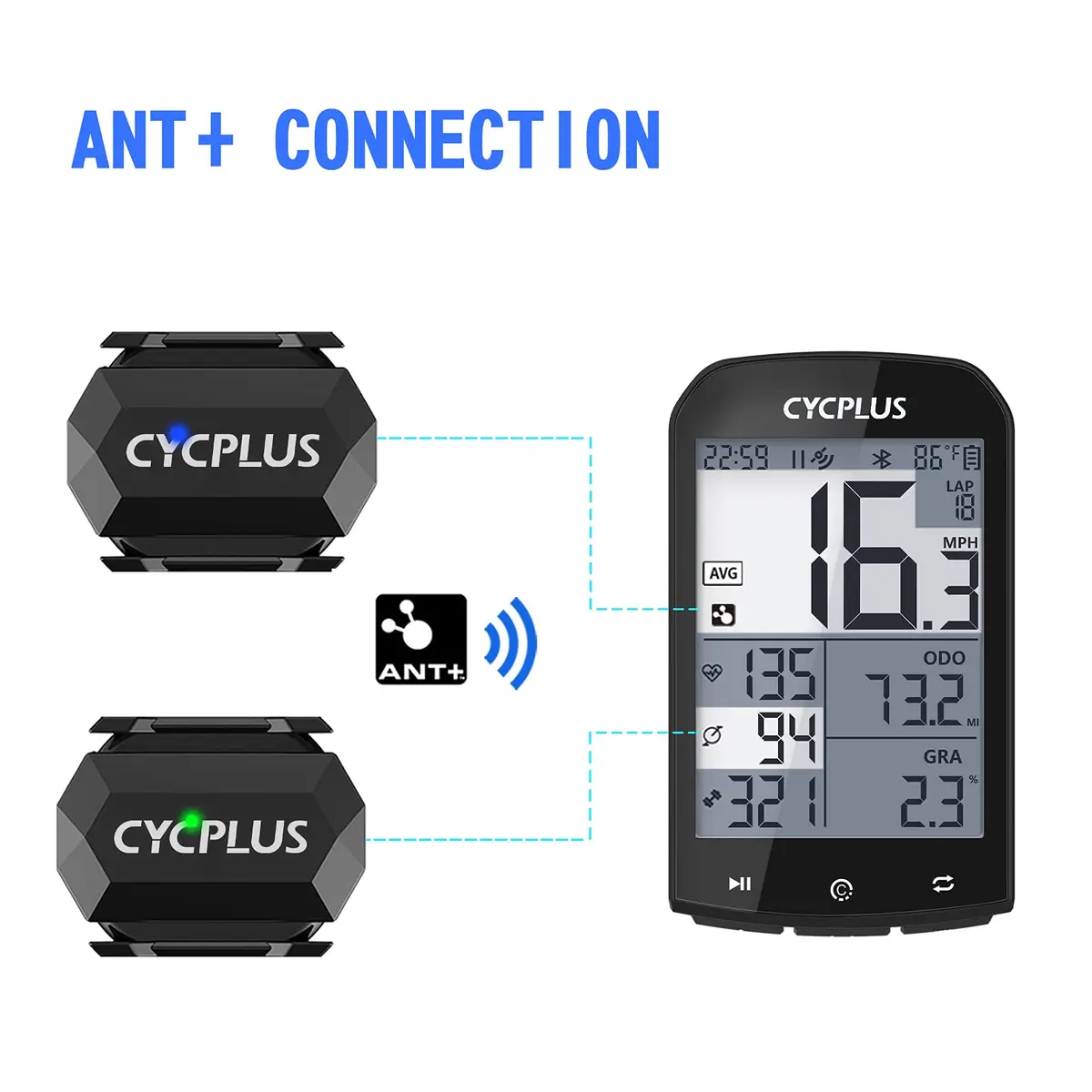 CYCPLUS C3 Speed & Cadence Sensor x2 | Bluetooth & ANT+ Waterproof 38mm×29.5mm×9.5mm - view 5