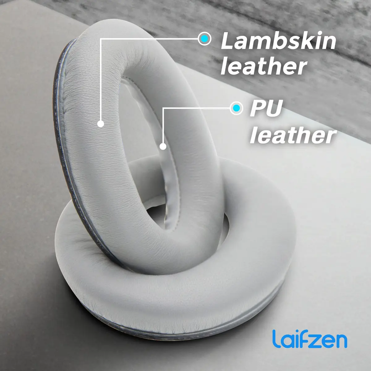Laifzen Black Lambskin Leather Earpads for Bose QC45 SE QC35 II QC25 QC15 AE2 SoundLink SoundTrue Headphones (1 Pair, 10.16 cm x 7.62 cm x 2.54 cm) - view 3