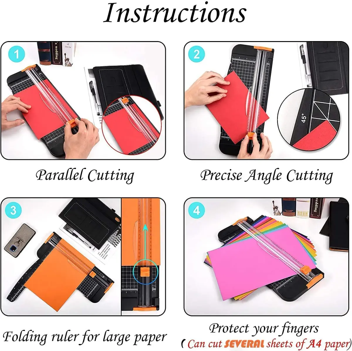 Evteck A4 Paper Cutter Slider Trimmer 36 cm (14.17 Inch) | Professional School Paper Cutter with Security Blade - view 5