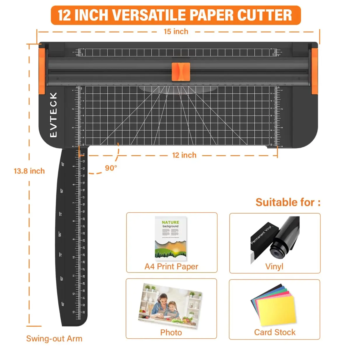 Evteck A4 Paper Cutter Slider Trimmer 36 cm (14.17 Inch) | Professional School Paper Cutter with Security Blade - view 4
