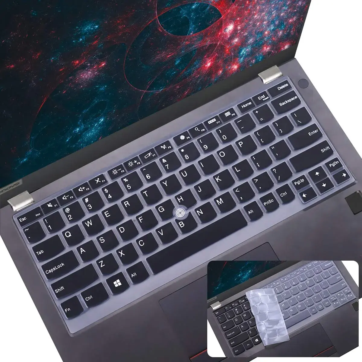 i-Tensodo Keyboard Cover for Lenovo Thinkpad L13 X13 13.3" (Black+Clear) | US Layout Silicone Protector - main product image