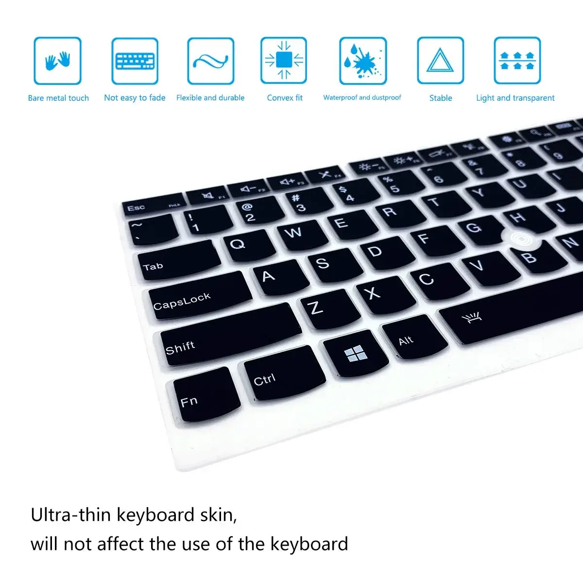 i-Tensodo Keyboard Cover for Lenovo Thinkpad L13 X13 13.3" (Black+Clear) | US Layout Silicone Protector - view 5