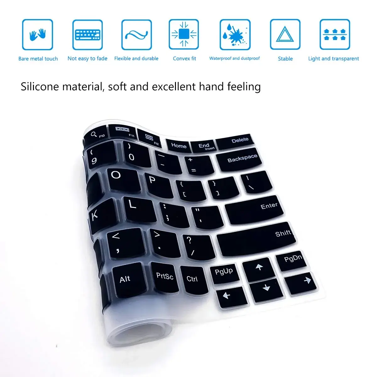 i-Tensodo Keyboard Cover for Lenovo Thinkpad L13 X13 13.3" (Black+Clear) | US Layout Silicone Protector - view 7