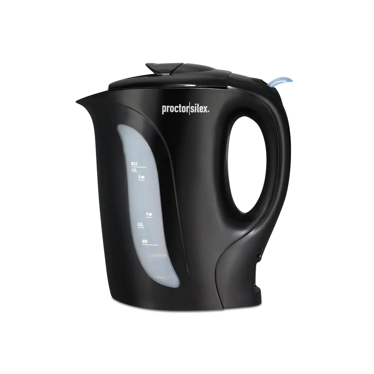 Proctor Silex 1 Liter Electric Tea Kettle Water Boiler & Heater | Fast Boiling 1000W, Detachable Cord, Auto Shutoff, Boil-Dry Protection, Black - main product image