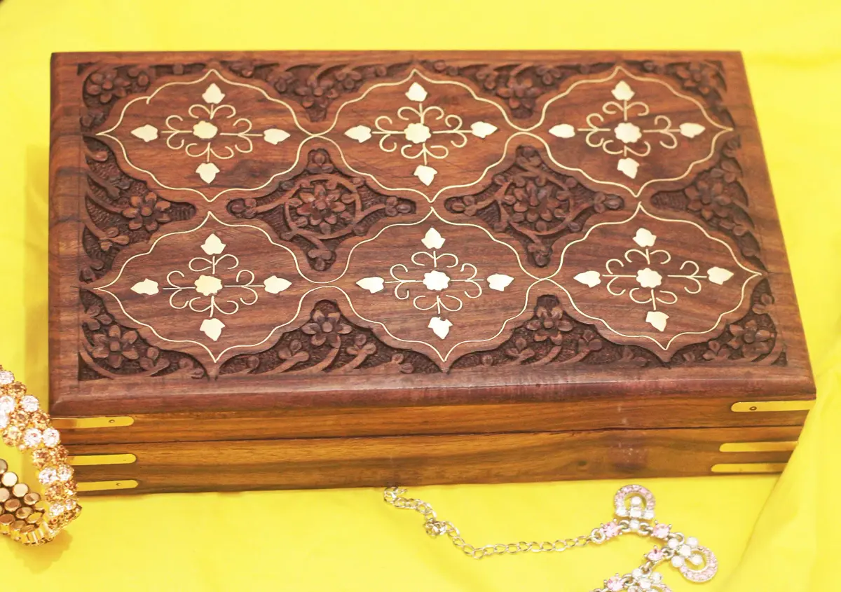 CRAFTCASTLE Handmade Wooden Jewellery Box with Velvet Lining | Elegant Jewel Organizer & Décor Gift 25cm (9.8in) - view 5