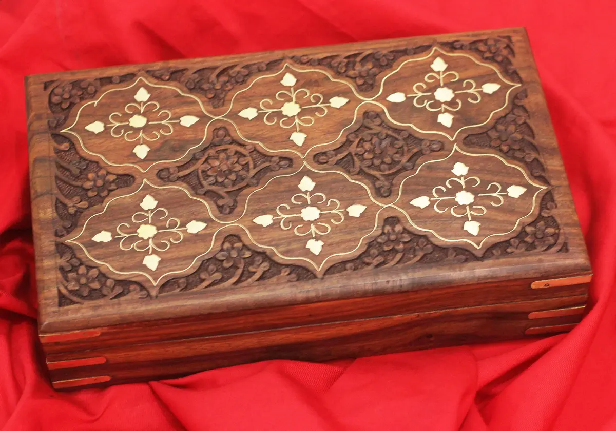 CRAFTCASTLE Handmade Wooden Jewellery Box with Velvet Lining | Elegant Jewel Organizer & Décor Gift 25cm (9.8in) - view 6