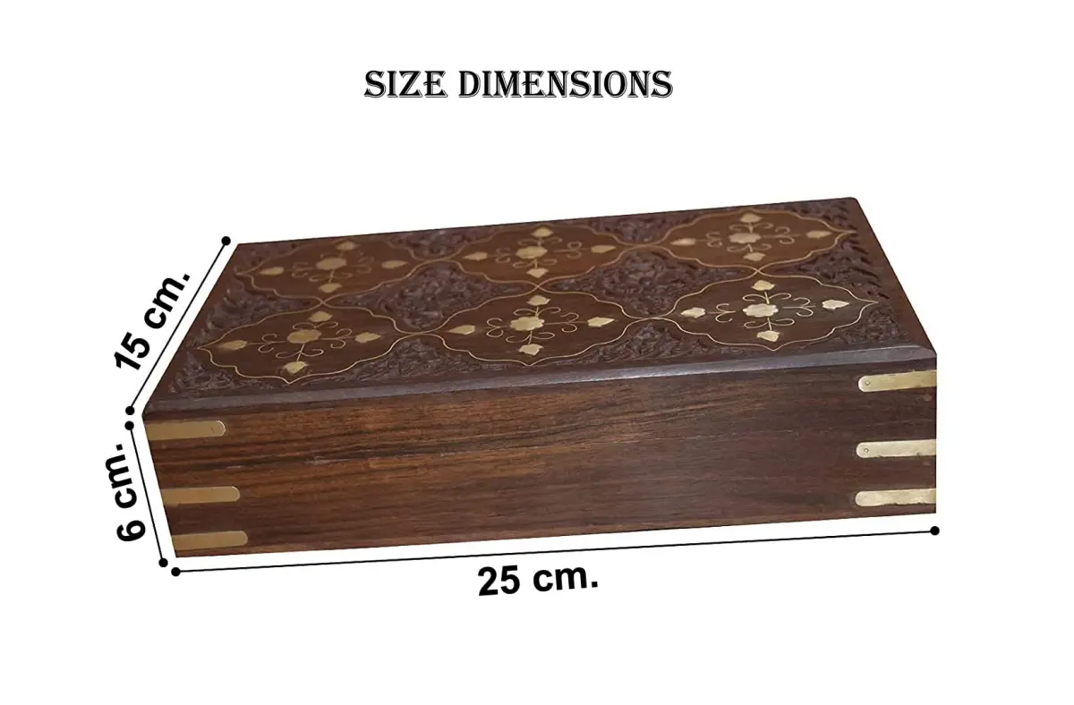 CRAFTCASTLE Handmade Wooden Jewellery Box with Velvet Lining | Elegant Jewel Organizer & Décor Gift 25cm (9.8in) - view 3