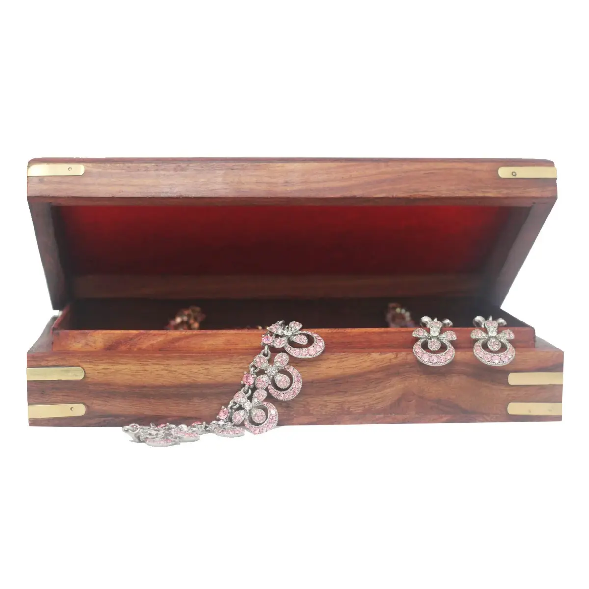 CRAFTCASTLE Handmade Wooden Jewellery Box with Velvet Lining | Elegant Jewel Organizer & Décor Gift 25cm (9.8in) - view 4