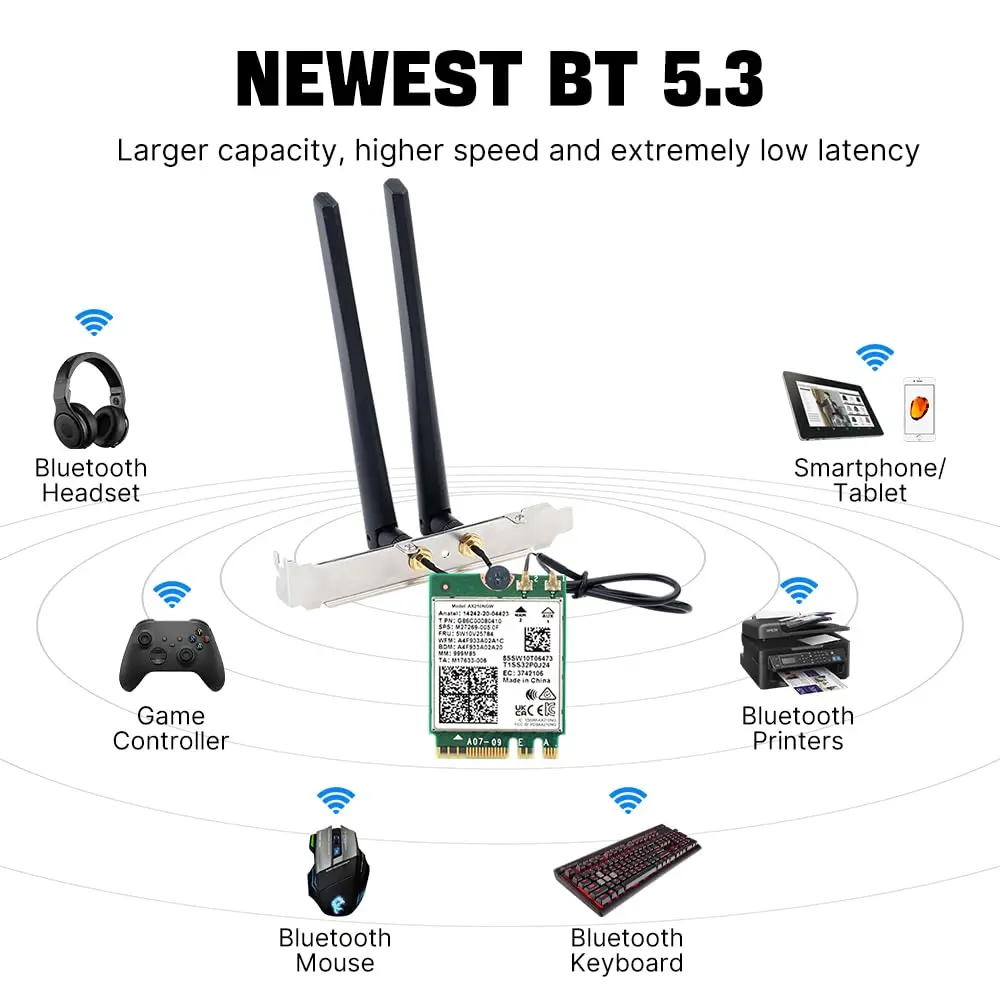 REKONG AX210 WiFi 6E M.2 Desktop Card 5400Mbps 6GHz | High-Speed Wireless Adapter - view 5