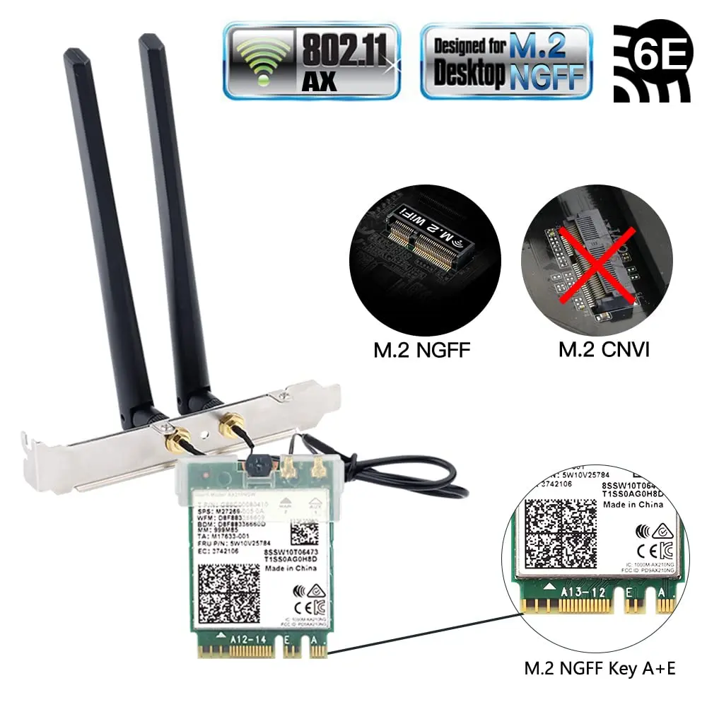 REKONG AX210 WiFi 6E M.2 Desktop Card 5400Mbps 6GHz | High-Speed Wireless Adapter - view 7