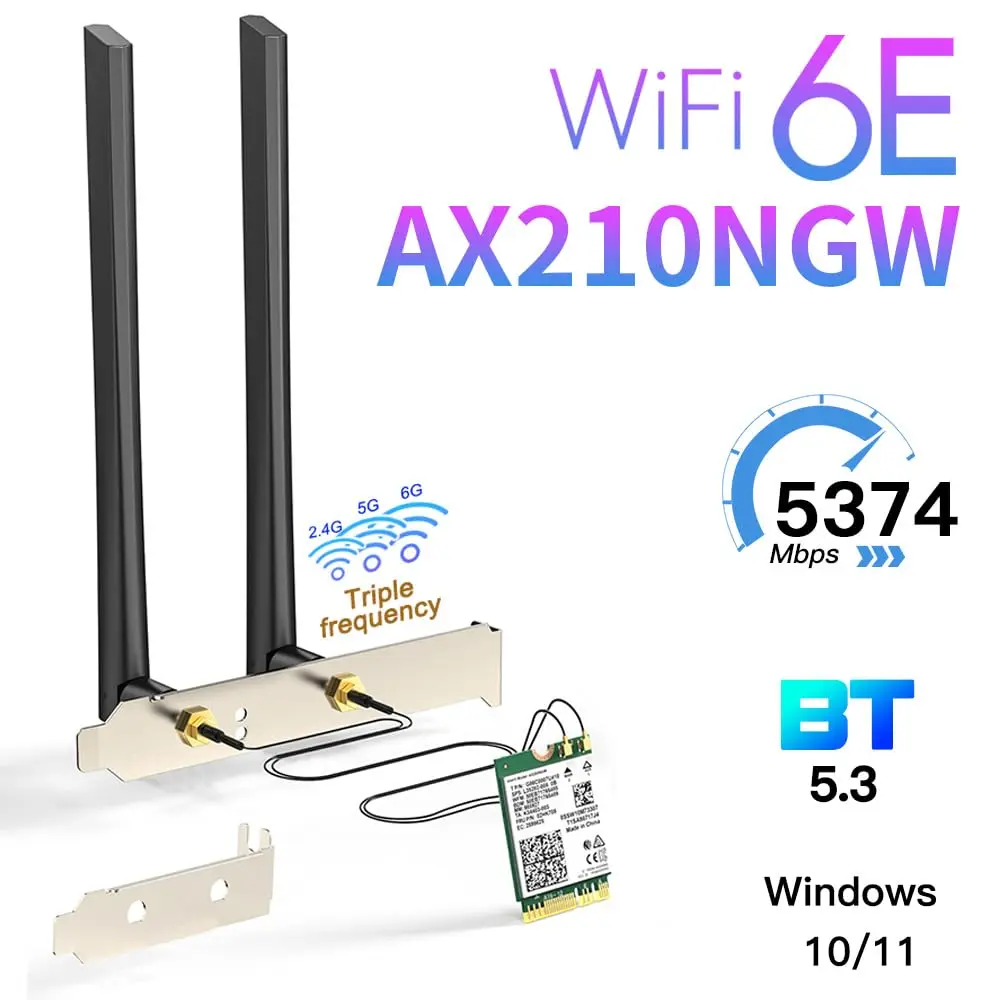 REKONG AX210 WiFi 6E M.2 Desktop Card 5400Mbps 6GHz | High-Speed Wireless Adapter - view 2