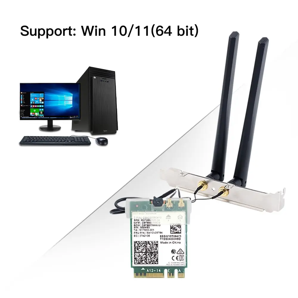 REKONG AX210 WiFi 6E M.2 Desktop Card 5400Mbps 6GHz | High-Speed Wireless Adapter - view 4