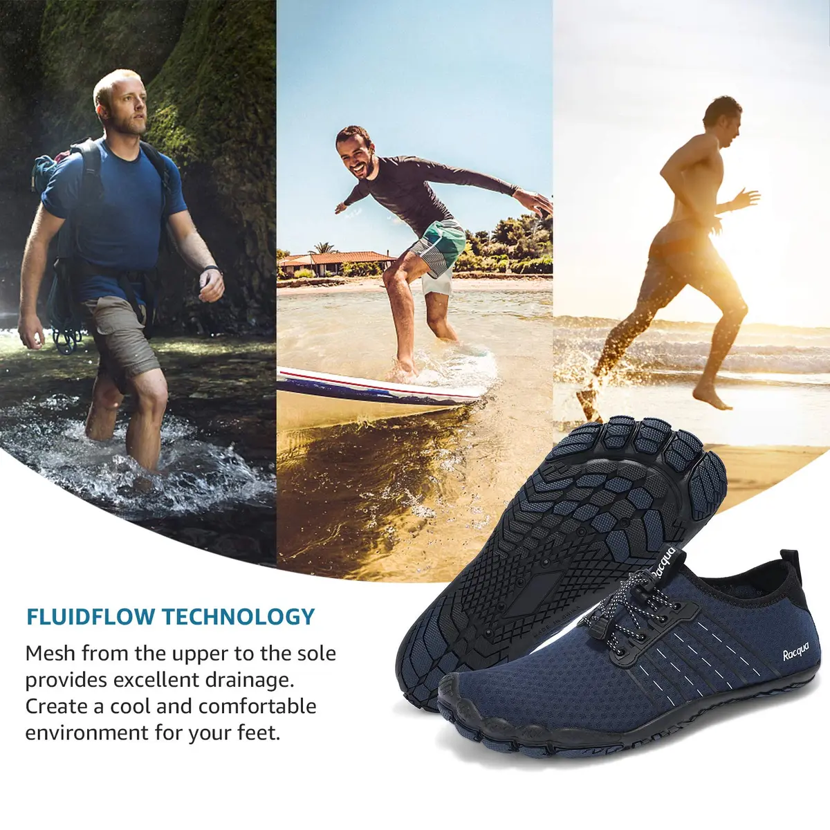 Racqua Water Shoes 10 W/9 M | Quick Dry Barefoot Aqua Sport Shoes for Men Women - view 6