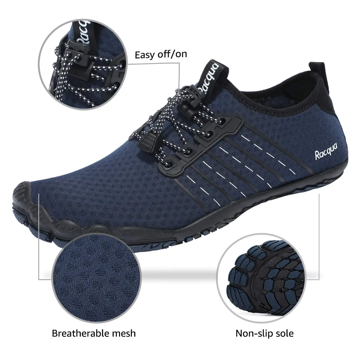 Racqua Water Shoes 10 W/9 M | Quick Dry Barefoot Aqua Sport Shoes for Men Women - view 3