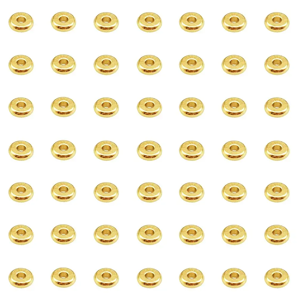INSPIRELLE 100pcs 6mm Yellow Gold Plated Brass Heishi Beads | Add Sparkle to Designs - main product image