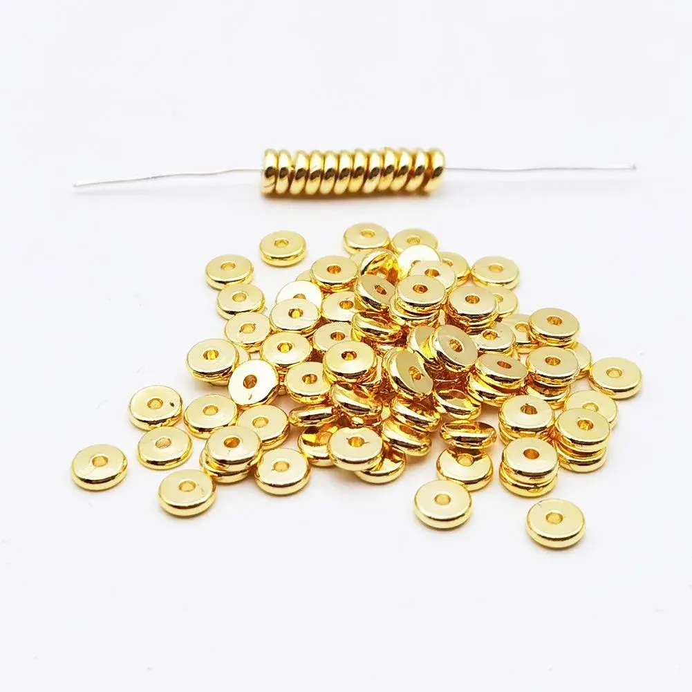 INSPIRELLE 100pcs 6mm Yellow Gold Plated Brass Heishi Beads | Add Sparkle to Designs - view 2