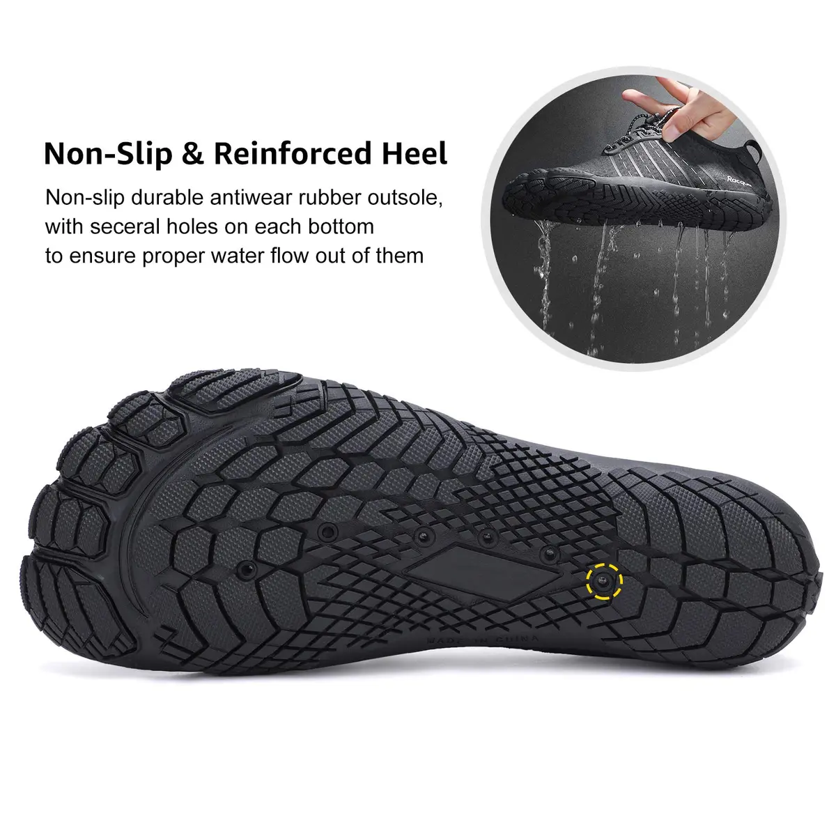 Racqua Water Shoes Men Women 14W/13M | Barefoot Feel, Quick Dry, Non-Slip (110 characters) - view 5