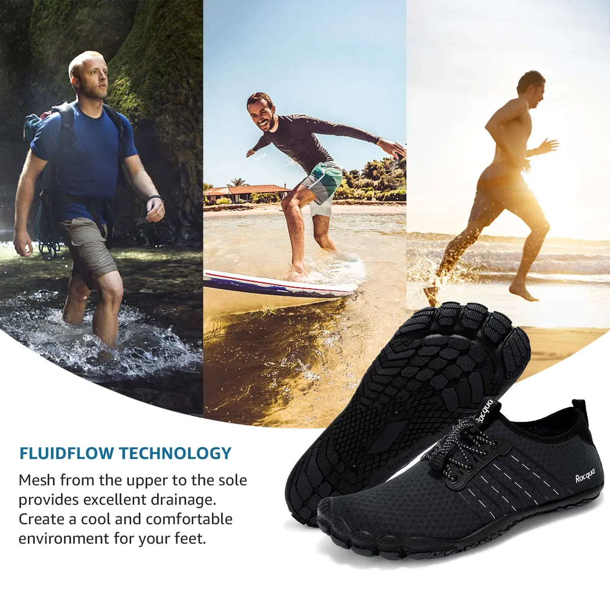 Racqua Water Shoes Men Women 14W/13M | Barefoot Feel, Quick Dry, Non-Slip (110 characters) - view 6