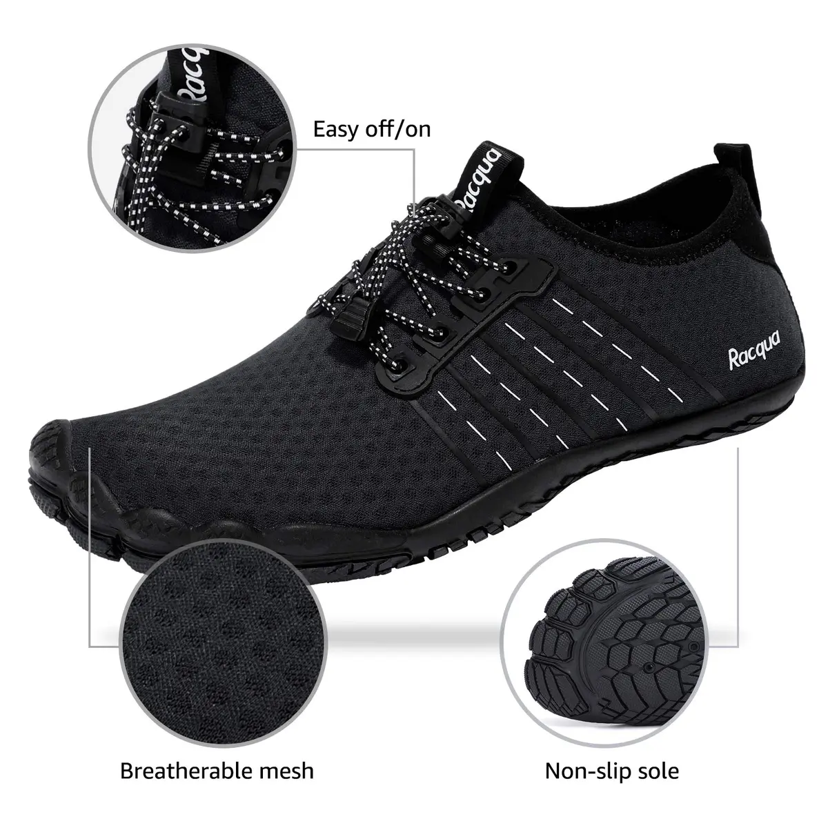 Racqua Water Shoes Men Women 14W/13M | Barefoot Feel, Quick Dry, Non-Slip (110 characters) - view 3