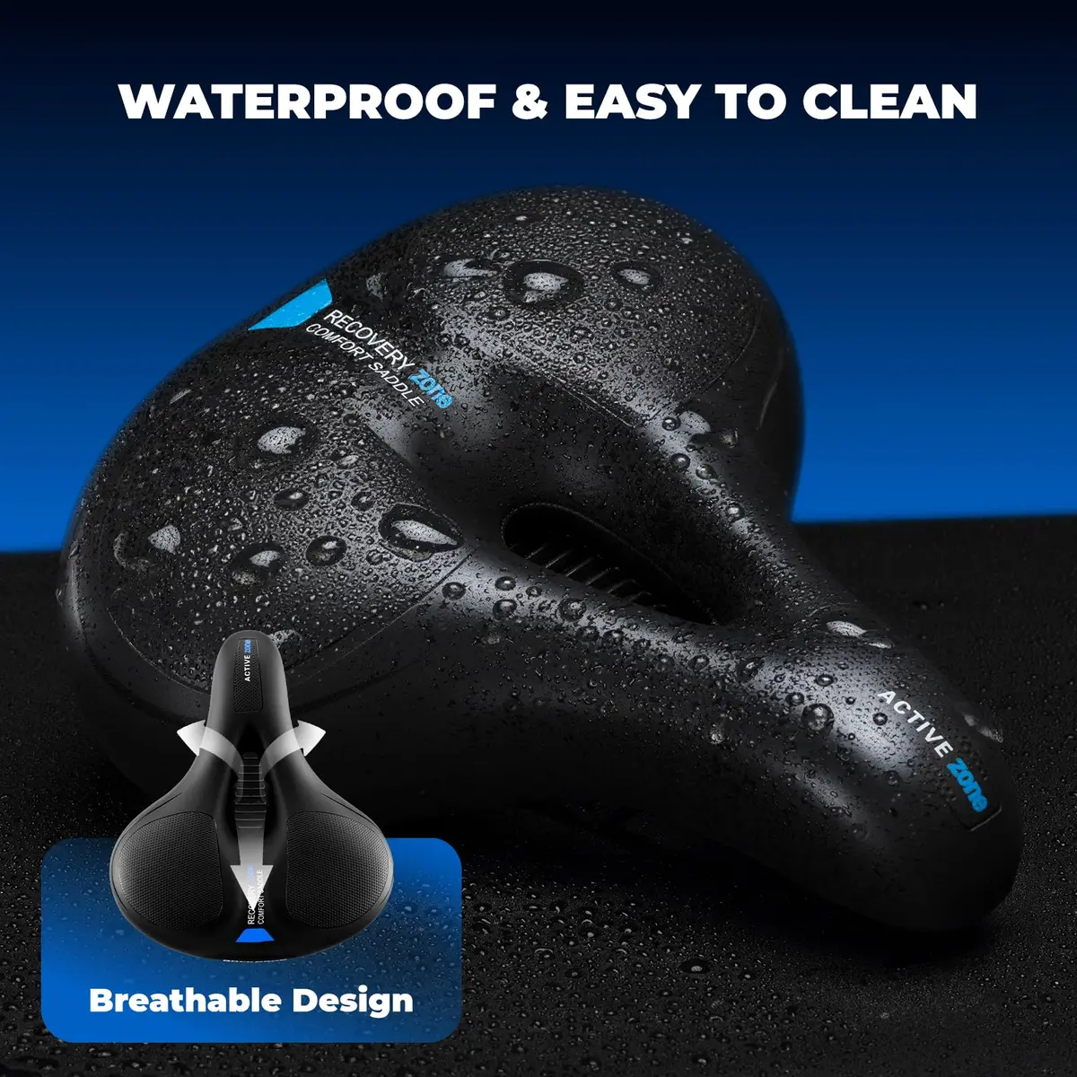 ROCKBROS Bike Seat Cushion Wide Waterproof Soft Foam for Men Women | Dual Shock Absorbing Comfort - view 5