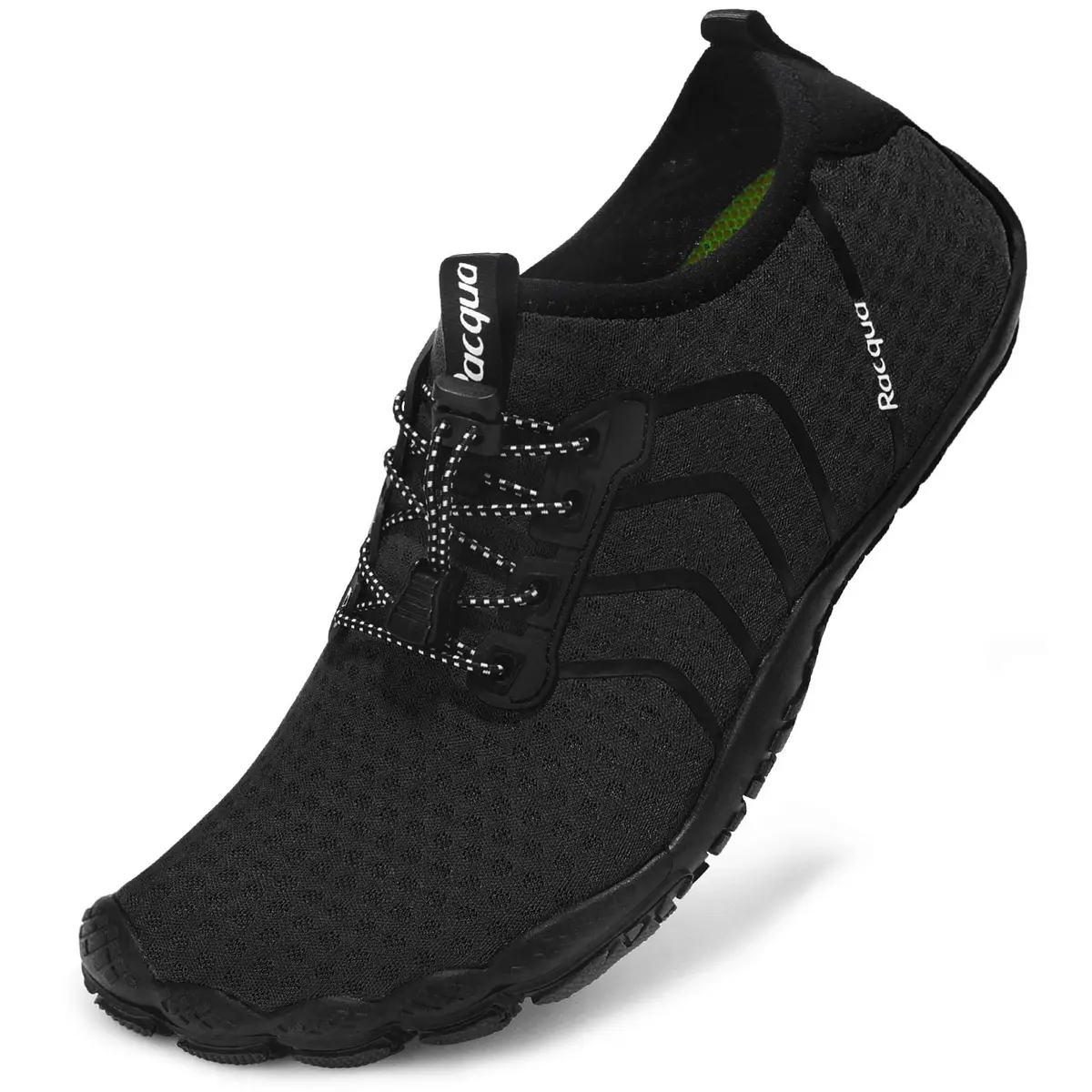 Racqua Water Shoes Quick Dry Barefoot Beach Aqua Sport Swim Surf Pool Hiking Diving Walking for Men Women Black 12 W/11 M | Ultra-light, flexible, quick-dry - view 2