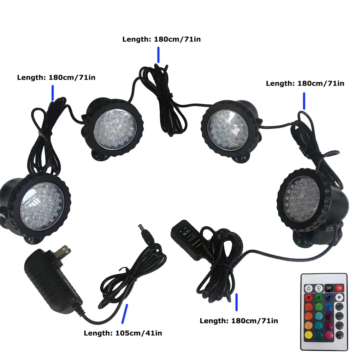 ZHGSERVU 4-Pack Submersible Pond Lights with Remote, 36 LED Bulbs, 2.75 inch Diameter | Color Changing Underwater Landscape Lights for Garden, Pool, Fountain - view 4