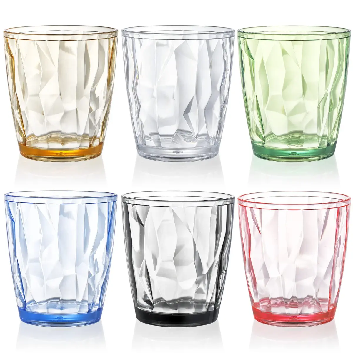 Hedume Set of 6 Premium Plastic Drinking Glasses 10.5 Oz | Stackable, BPA Free, Assorted Colors - main product image