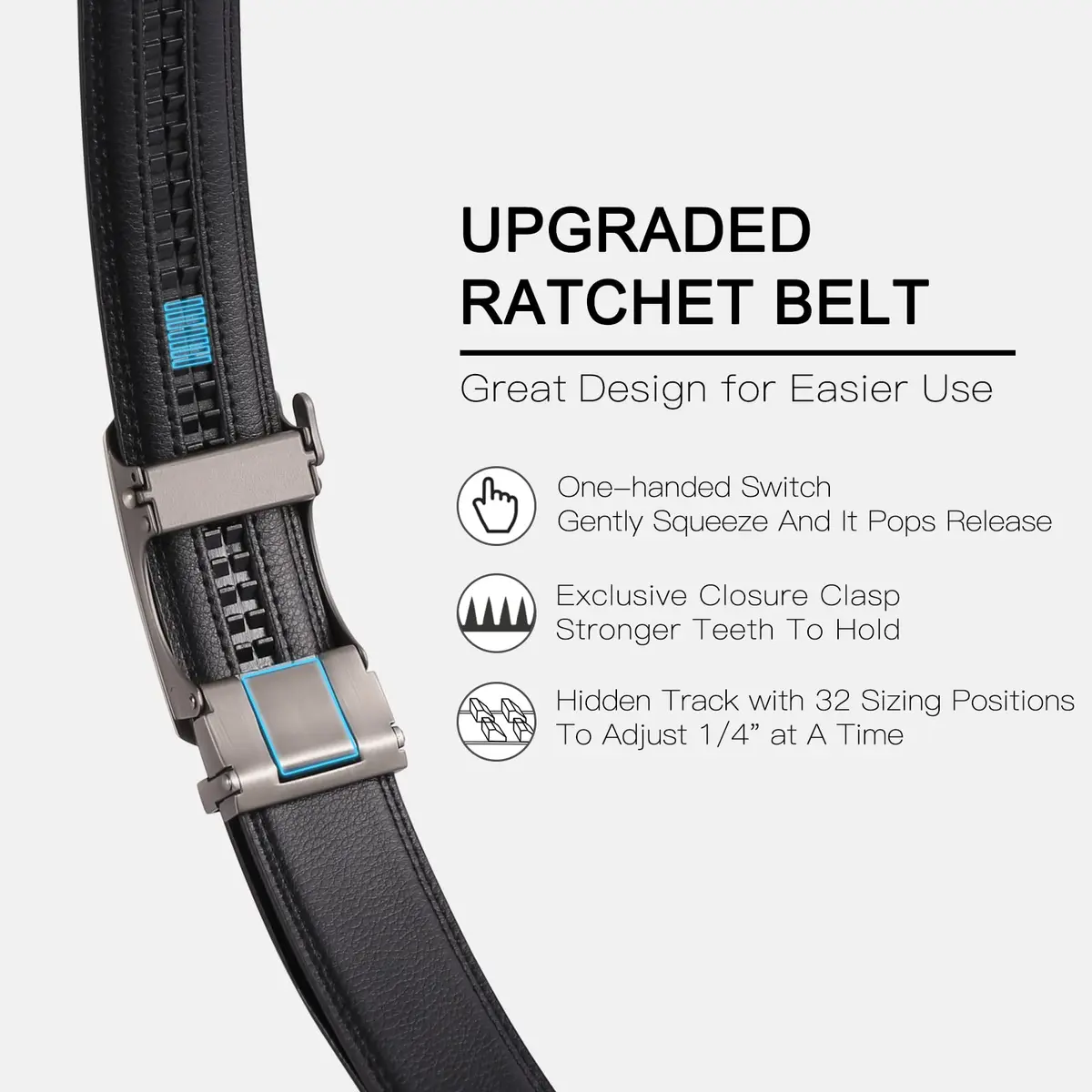 SENDEFN Men's Leather Belt Automatic Ratchet Buckle for Dress Casual | Trim to Fit with Gift Box - view 2