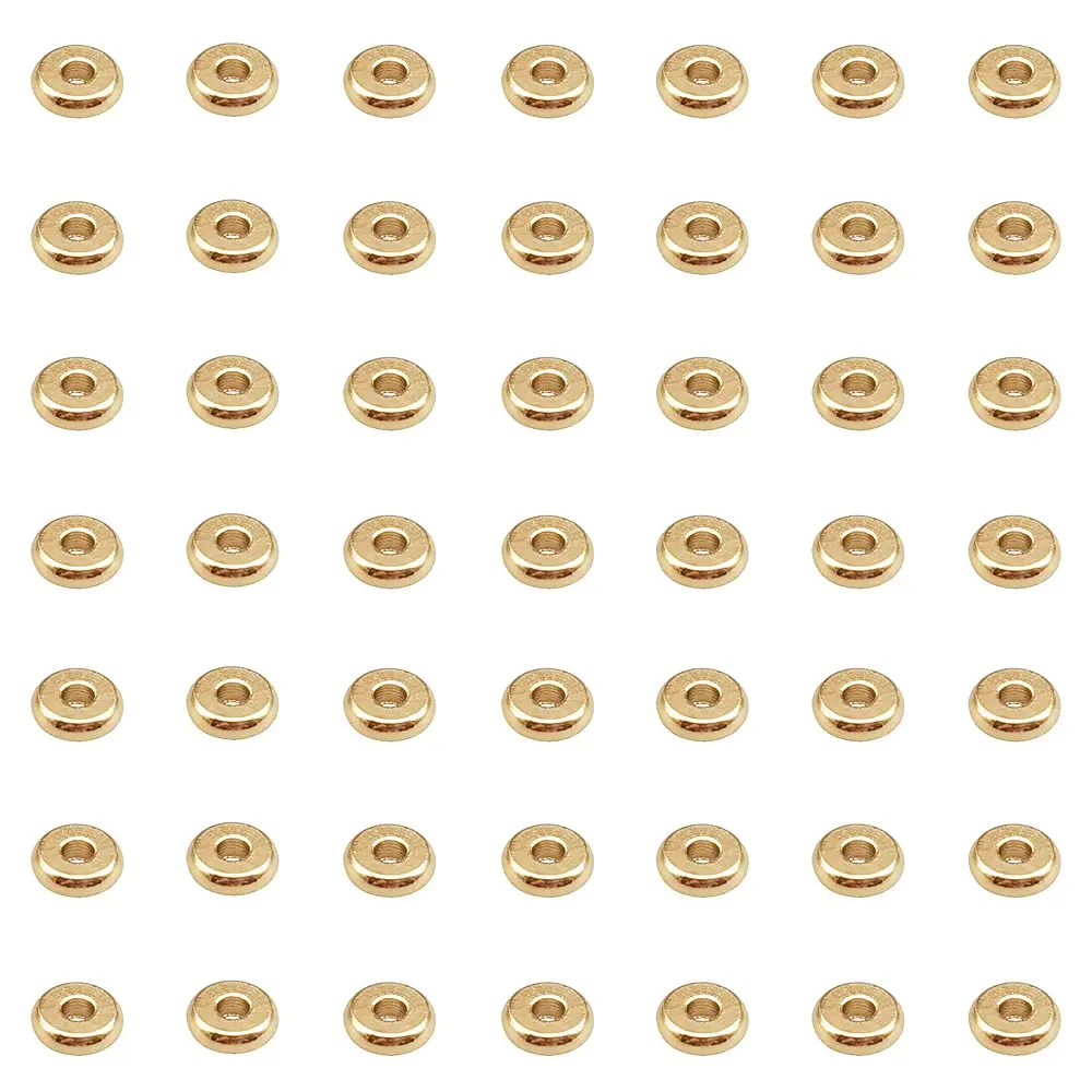 INSPIRELLE Pale Gold Plated Brass Spacer Beads 6mm (100pcs) | Smooth Rondelle Beads for Jewelry Making - main product image