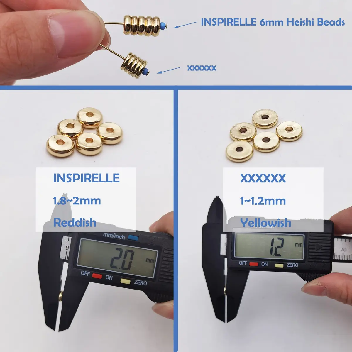 INSPIRELLE Pale Gold Plated Brass Spacer Beads 6mm (100pcs) | Smooth Rondelle Beads for Jewelry Making - view 5