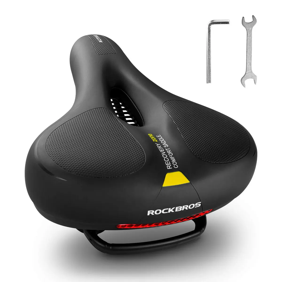 ROCKBROS Bike Seat Cushion Wide Waterproof Soft Bicycle Saddle 26cm x 22cm | Dual Shock Absorbing Comfort - main product image