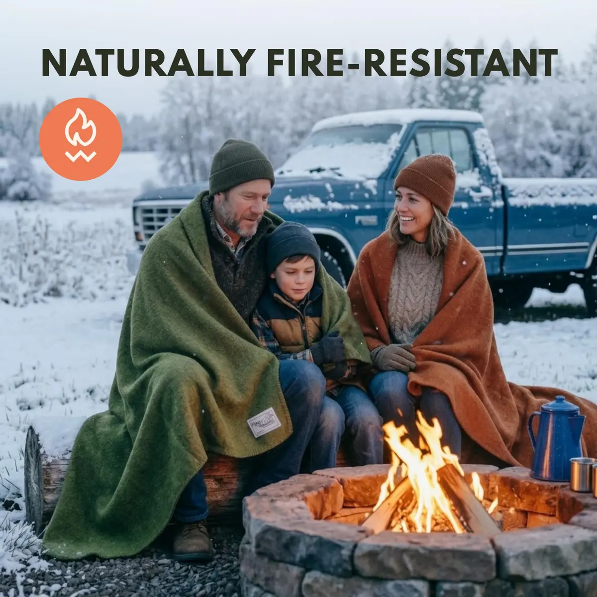 Woolly Mammoth Merino Wool Blanket, Fall Camping Blanket, 66"x90" Mulberry | Warm, Durable & Moisture-Wicking - view 4