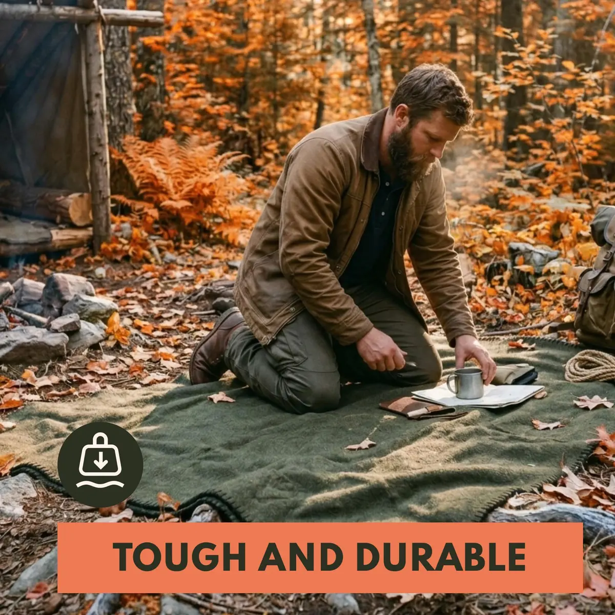 Woolly Mammoth Merino Wool Blanket, Fall Camping Blanket, 66"x90" Mulberry | Warm, Durable & Moisture-Wicking - view 8