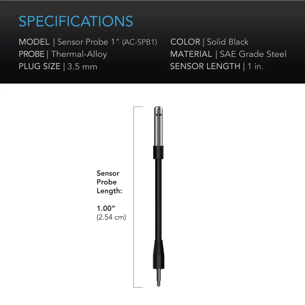 AC Infinity Controller Sensor Probe Stainless Steel 1" Climate Detector | Precise Temp & Humidity Readings - view 5